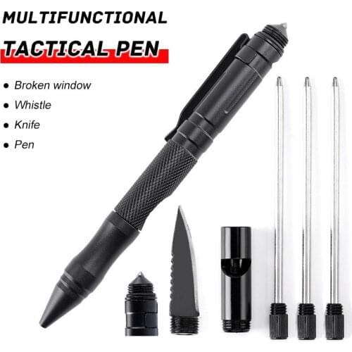 Military Tactical Pen Multifunction Aluminum Alloy Emergency Glass Breaker Pen Self Defense Outdoor EDC Security Survival Tool