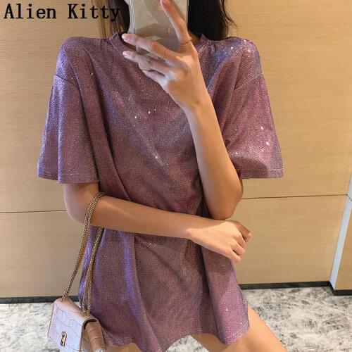 Alien Kitty 2019 Summer Simple New Design Sweet Fresh Tops Free All-Match Solid Short-Sleeved T-shirts