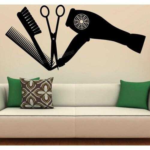 Hair Salon Tools Wall Decal Vinyl Stickers Hairdressing Salon Interior Design Wall Sticker Barber Shop Decor Art Murals B449