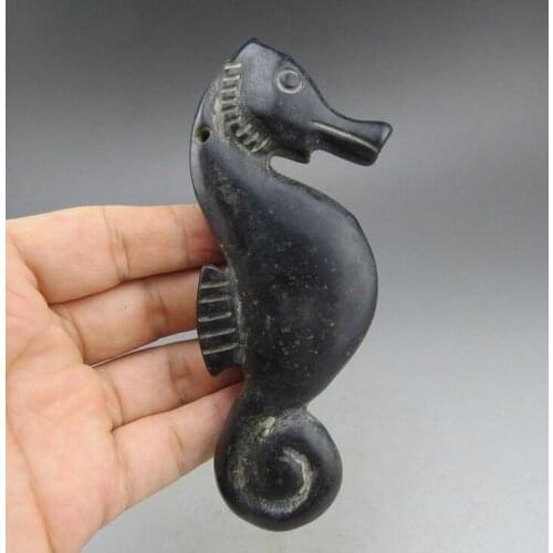 Chinese,jade,hongshan culture,hand-carved,black magnetite,dancer,pendant B7