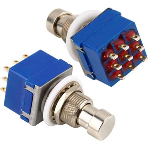 Push Button Metal Alloy 3PDT 9 Pins Box Stomp Guitar Effect Pedal Foot Switch True Bypass