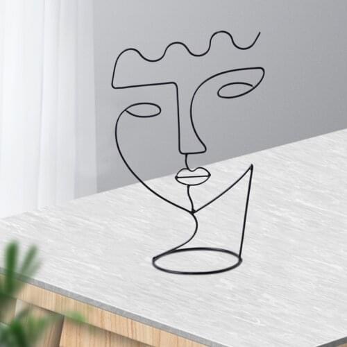 Face Minimalist Art Sculpture Personalized Gift Metal Iron Decoration Jewelry Rack Ornaments Figurine Desktop Statues Sculptures