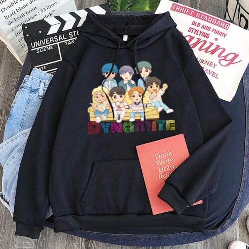Dynamite Letter Print Hoodie Fashion Bangtan Boys Harajuku Style Hoodie Cartoon Print Sweatshirt Cute Style Kawaii Ladies Jacket