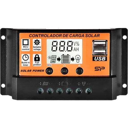 MPPT PWM 2-in-1 Solar Charge Controller 12V 24V Solar Panel Battery Regulator 2 USB Port LCD Display 10A 20A 30A 40A 50A 100A