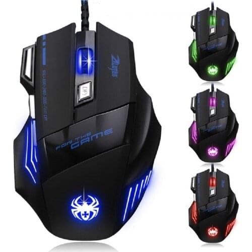 Wired Mouse RGB Gaming Mice 7200 DPI 7 LED Backlit Ergonomic Gaming Mouse for Windows PC Gamers