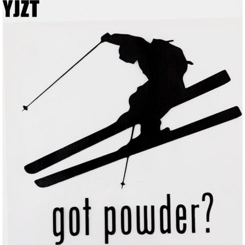 YJZT 14.4CMX13.8CM Got Powder Skiing Car Window Decal Vinyl Car Sticker Black/Silver 8A-1081
