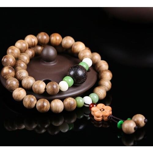 JoursNeige Natural Authentic Vietnam Incense Wood Bracelets Buddha Beads With Bodhi Hand String Lucky For Men Women Jewelry