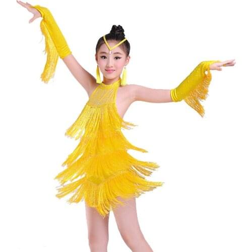 New Latin Fringe Dress Sexy Ballroom Latin Salsa Dancing Dress Clothes Samba Dance Costume Kids Child Latin Dancewear For Girls