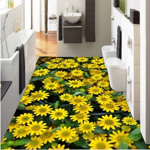 Beibehang Floor waterproof non-woven wallpaper 3D flower ocean floor living room lounge decoration painting