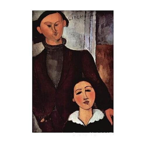 Online art gallery Portrait of Jacques and Berthe Lipchitz by Amedeo Modigliani paintings High quality Hand painted