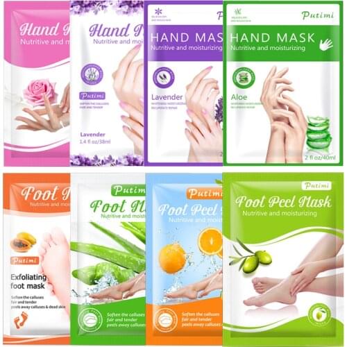 8packs Whitening Foot Mask Exfoliating Foot Spa Bath Mask Peeling Scrub Pedicure Foot Patch Moisturizing Hand Mask Spa Gloves