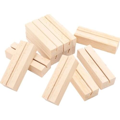 10 Pcs Business Card Holder Wooden Rectangle Shaped Photo Stand Picture Holder Handmade Memo Holder
