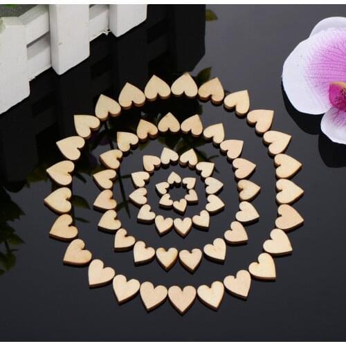 200pcs 6/8/10/12mm Mixed Love Heart Shape Wedding Table Scatter Decor Rustic Wooden Wedding Decoration Buttons 4 Sizes