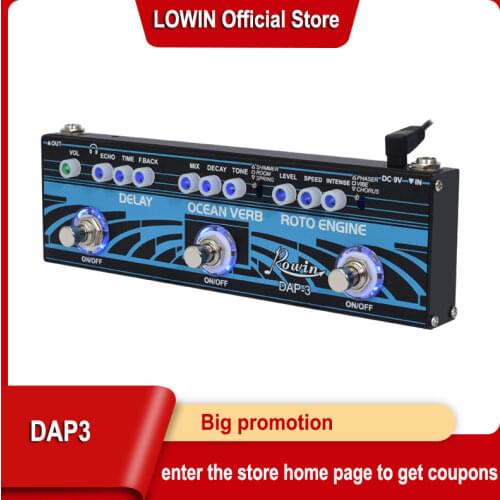 Rowin Guitar Multi Effects Pedal 3 In 1 Effects DAP-3 Delay/Roto Engine/Ocean Verb
