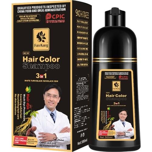 500ml Permanent Black Hair Shampoo Organic Natural Hair Dye Plant Essence Black Hair Color Dye Shampoo For Women Men