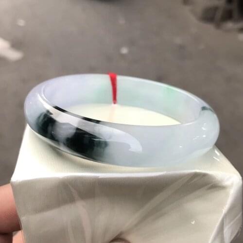 Only One ! 63MM Certified (Grade A)100% Natural Green Jadeite JADE Bracelet Women Bangle Gift