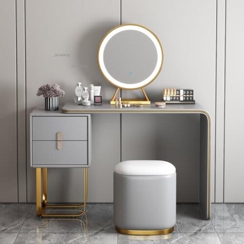 Italian Style Bedroom Dressing Tables Modern Minimalist Dormitory Makeup Table for Apartment Drawer Storage Cabinet with Mirror