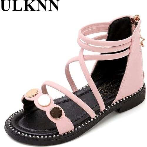 ULKNN Girls Spring Footwears Childrens Sandal Summer Shoes Kids Casual Round Toe Shoes Fashion Sandals Solid Non-slip Flats