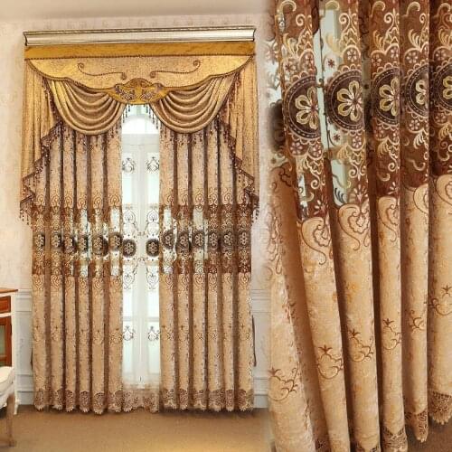 European and American Style Royal Gold Luxury curtains for Living Room window curtain Bedroom Window curtain kitchen/Hotel