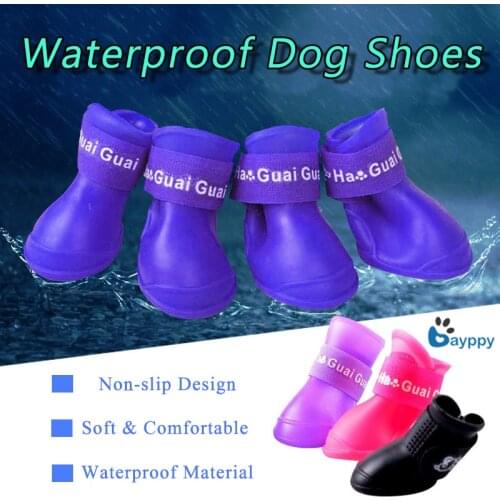 4pcs Waterproof Pet Dog Shoes Anti-slip Dog Footwaer Rain Snow Boots Thick Warm Pet Dog Socks Booties For Small Cats Dogs Puppy