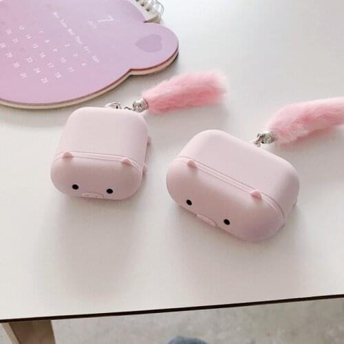 For AirPod 1 2 pro Case 3D Pink Bobo Pig Cute Soft Silicone Earphone Cases Protect Cover Funda + plush decoration