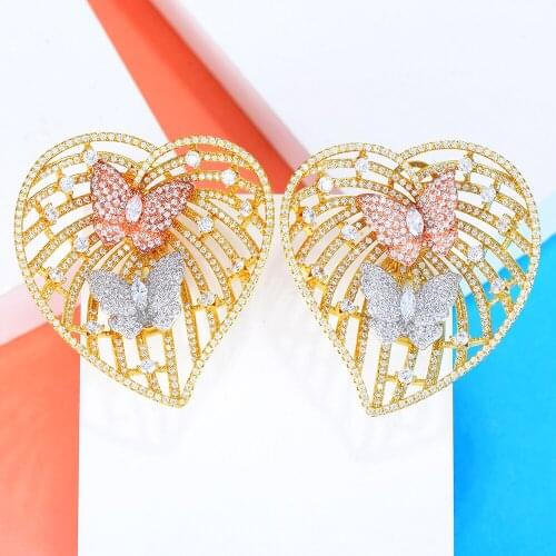 Blachette New Trendy Romantic Stud Earrings For Women Sweet Heart Shape Wedding Party Show High Quality Cubic Zirconia Jewelry