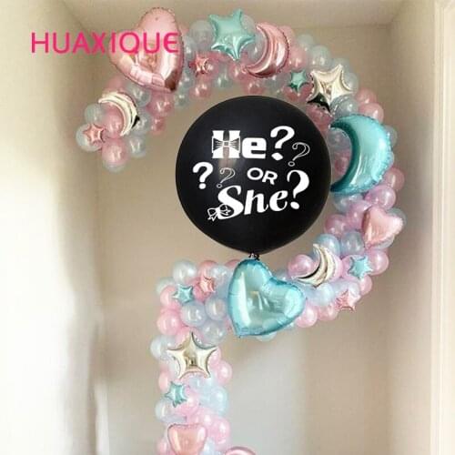 1Pcs 36 inch Big Black Balloon Gender Reveal Girl or Boy Latex Balloon Baby Shower Pink Baptism Oh Baby Party Decors