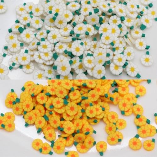 100g/lot Daisy Flower Slices Polymer Clay Marguerite Clay for Toys Decoration DIY Crafts Filler Accessories