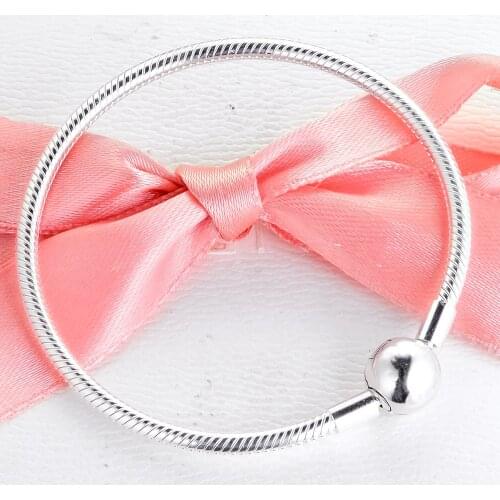 100% S925 Sterling Silver Moments Smooth Ball Clasp Snake Chain Bracelets for Women Fashion Jewelry Gift Argent 925 Bracelet