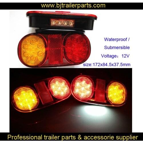2PCS/1PAIR)TRAILER LED tail lights lamp pair boat trailer 12V trailer parts truck built in Number plate light submersible