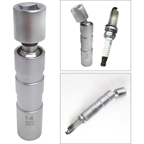 2pcs Universal 14mm + 16mm Magnetic Swivel Spark Plug Socket 3/8'' Drive 12-Point Spark Plug