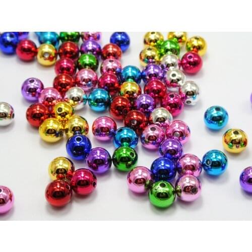 200 Shiny Mixed Color Metallic Acrylic Christmas Round Beads 8mm(0.32")