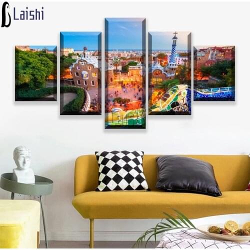 5pcs diamond painting Barcelona landscape Seascape 5d diy Diamond embroidery full round square drill 5d diy mosaic puzzle