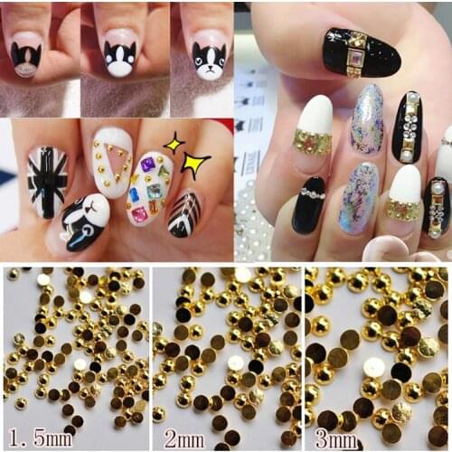 500pcs hottest Japanese style decoration fashion pure metal shinning beads 3D gold/silver rivet/stud for Nail Art