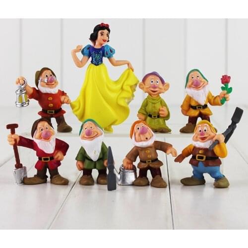 8Pcs/Set Princess Snow White and the Seven Dwarfs Figure Toy 5-10cm Mini Model Doll for Kids