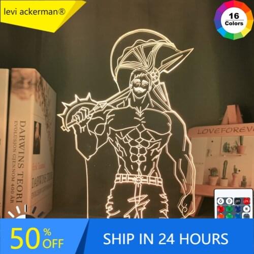 Acrylic Night Light Lamp Anime The Seven Deadly Sins Escanor Light for Bed Room Decor Nightlight Kids Table Lamp Escanor Gift