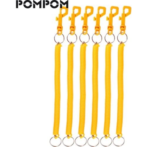 5 PCS/LOT Fashion Keychain Yellow Fishing Lanyard for fishing Spring Coil Stretch lanyards Llaveros Key Chains Jewelry key ring