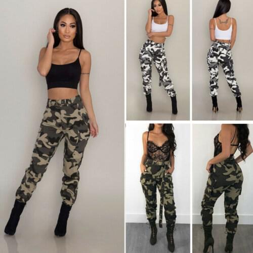 Hip Hop Women Camouflage Jogger Cargo Pants Cool Trousers High Waist Casual Pants Military Army Combat Pluse Size Trousers