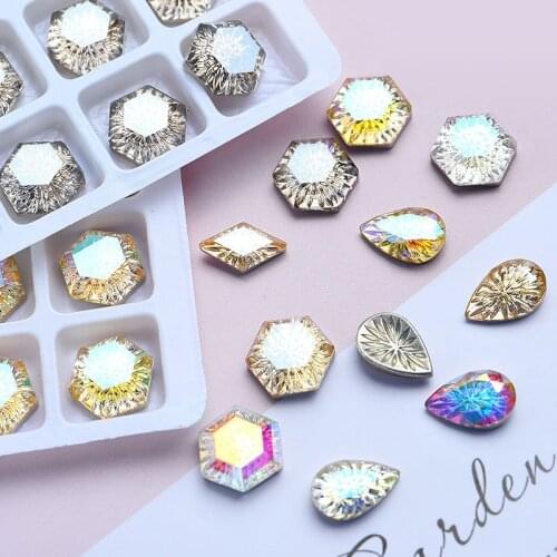 Hexagonal Waterdrop Nail Art Decoration Rhinestones High Quality Crystal Glass Fashion 3D Fingernail Art DIY Accessories