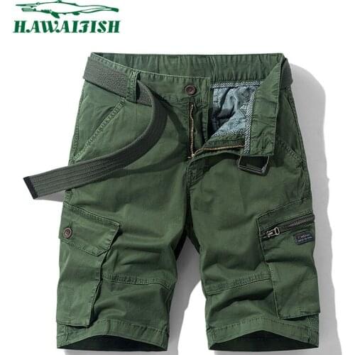 Hawaifish brand Mens Cargo Shorts 2021 new casual cotton high quality shorts Casual Half Pants Mid Waist Drawstring Loose Short
