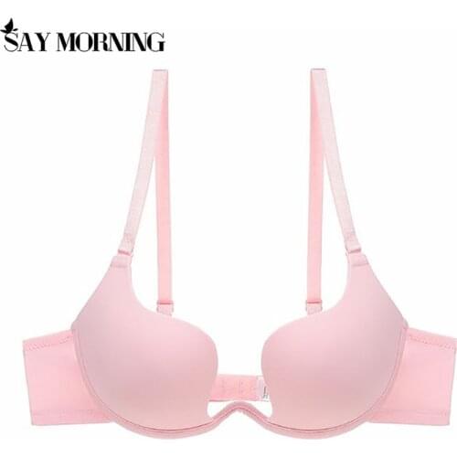 SAY MORNING Women Intimates Sexy Bra Push Up U Plunge Bra Of Underwear Deep V Bra Steel Ring Half Cup Lingerie set