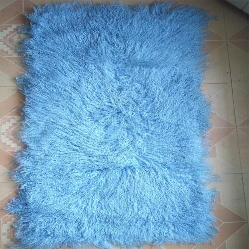 Primary Genuine Mongolian Fur Rug Real Tibetan Lamb Fur Plate Pelts Decorative Sheepskin Sofa Cushion