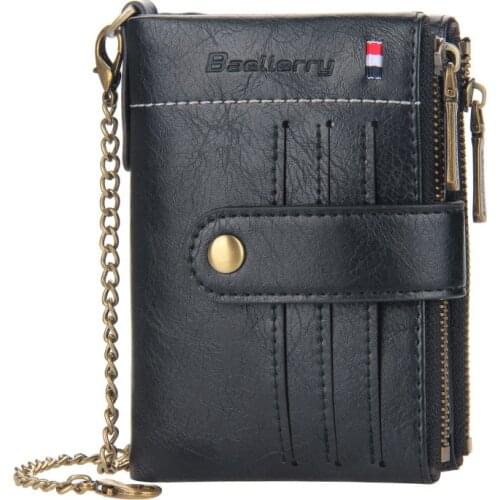 Multifunctional Short Bifold Card Wallet Men Luxury Hasp&zipper Coin Purse Retro Men’s Leather Wallets Credit Card Holder Purses
