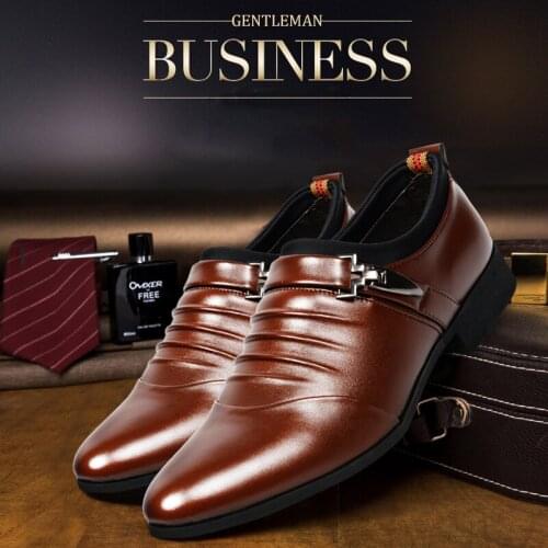 Shoes Leather Man Commerce Walking Shoes Flat Men Leather Banquet British Pointed Shoes Point Single Winklepickers Shoes