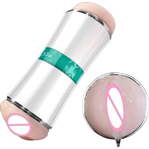 Male Masturbation Anal Sex Vaginal Dual Channel Aircraft Cup Real Vagina Pussy Anal Penis Trainer Soft Silicone Sex Toys for Men