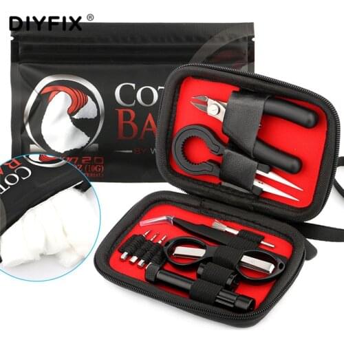 Mini Vape DIY Tool Set Bag Ceramic Tweezers Pliers Wire Heaters Kit Coil Jig Winding Cleaner for Electronic Cigarette Accessorie
