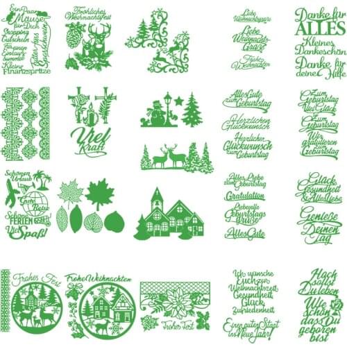 New 2020 Mixed Germany Sentences Christmas Moose Tree Metal Cutting Dies For Scrapbook DIY Crafts Photo Card Make Die Cuts