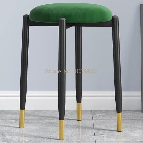 Dining chair household simple stackable dining table chair modern hotel soft bag chair stool net red iron makeup small stool