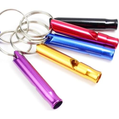 Wholesale 100pieces/lot Multifunctional Aluminum Alloy Emergency Survival Whistle Keychain For Camping Hiking Outdoor Sport Tool