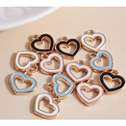 10pcs 13*13mm Romantic Enamel Love Heart Charms for Necklaces Pendants Earrings DIY Colorful Mini Charms Jewelry Finding Making